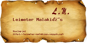 Leimeter Malakiás névjegykártya